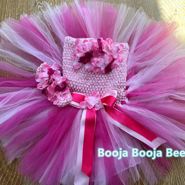 Baby 1st birthday dress, Toddler girls pink flower princess tutu