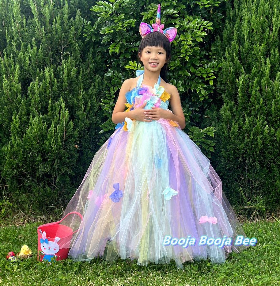 Unicorn Lola 3D flowers Pastel Fairy Princess tutu dress