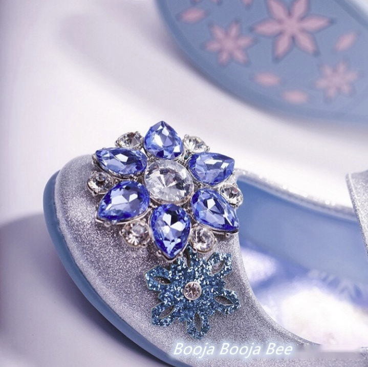 Frozen Elsa Snowflakes silver gemstones girls shoes, Princess birthday shoes