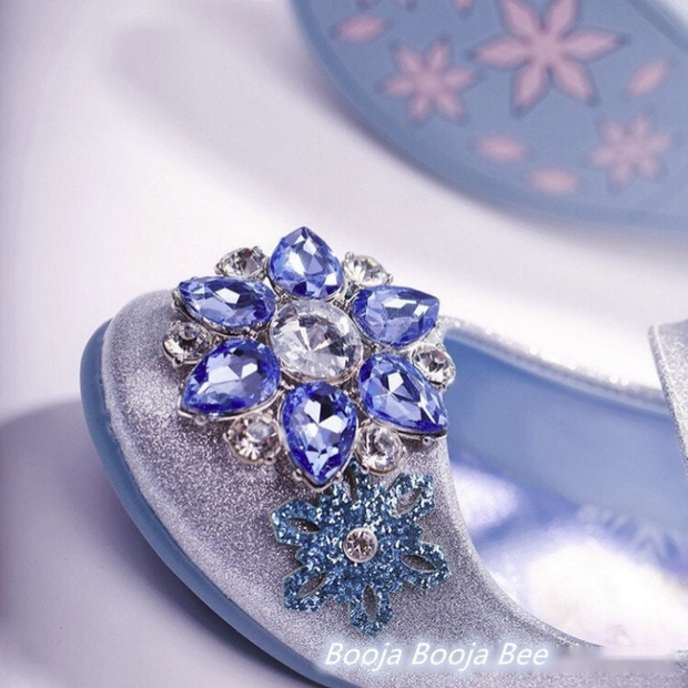 Frozen Elsa Snowflakes silver gemstones girls shoes, Princess birthday shoes
