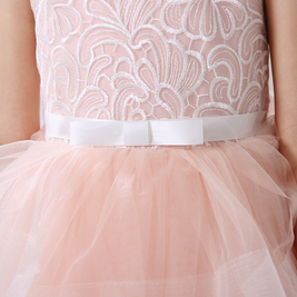 Pink flower girls V-neck lace embroidery princess gown, Girls evening gown