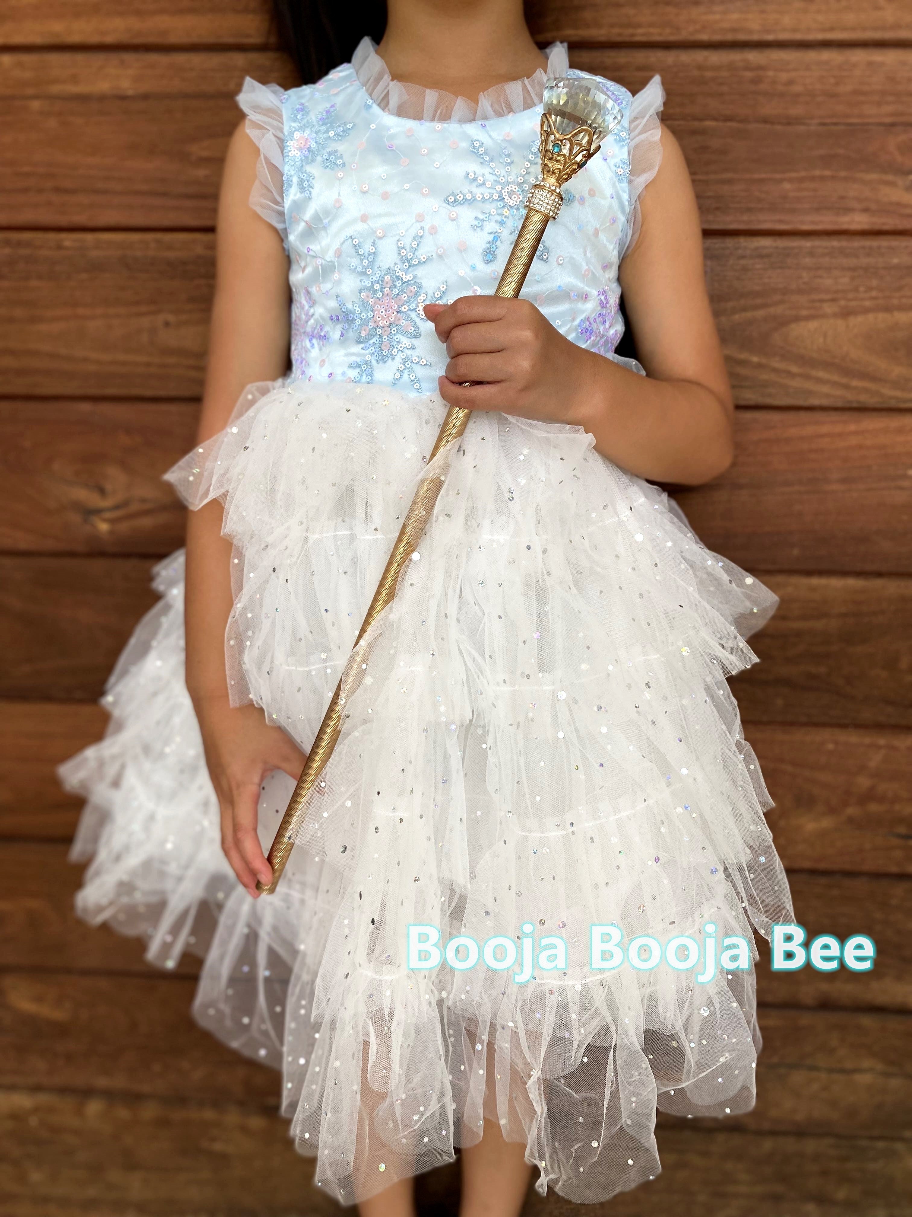 Frozen Elsa ruffles and sequins sleeveless dress, Toddlers Disney themed party outfits
