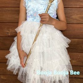 Frozen Elsa ruffles and sequins sleeveless dress, Toddlers Disney themed party outfits