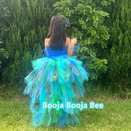 Peacock royal blue high-low style tutu dress,  Animal themed party cosplay costume