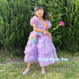 Encanto Isabela purple costume dress, Girls princess cosplay flowers dress