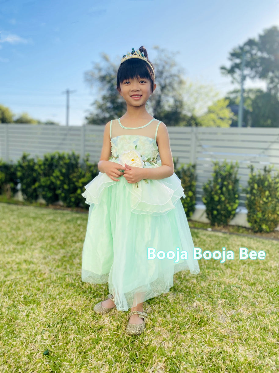 Princess Tiana costume sleeveless costume dress, The Frog movie cosplay