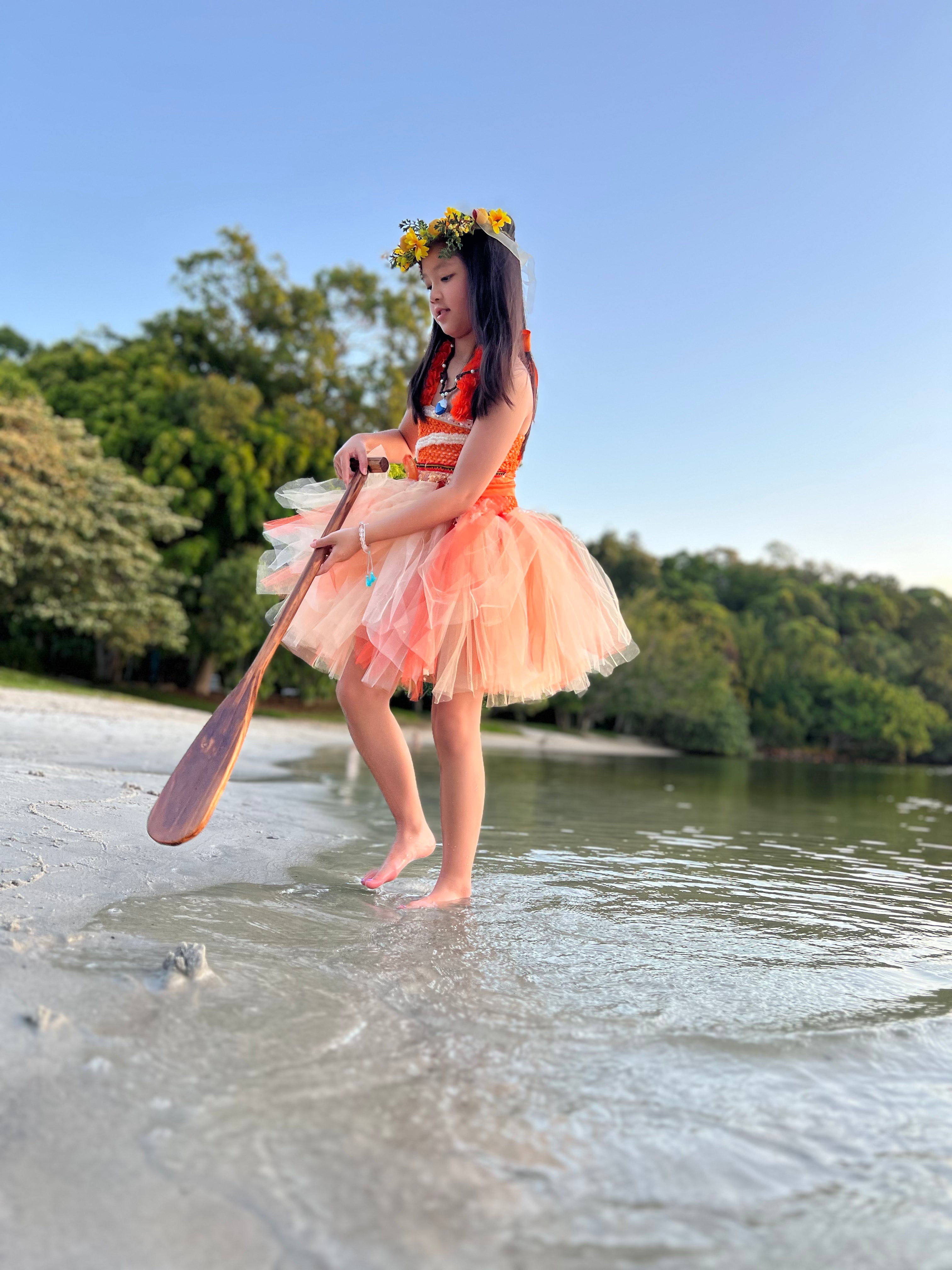 Moana Inspired Tutu Dress – Hawaiian Islander Ocean Princess Birthday Costume for Girls
