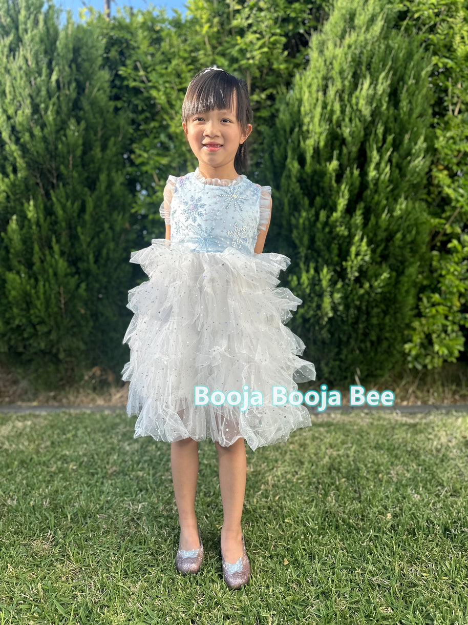Frozen Elsa ruffles and sequins sleeveless dress, Toddlers Disney themed party outfits