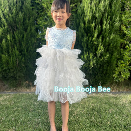 Frozen Elsa ruffles and sequins sleeveless dress, Toddlers Disney themed party outfits