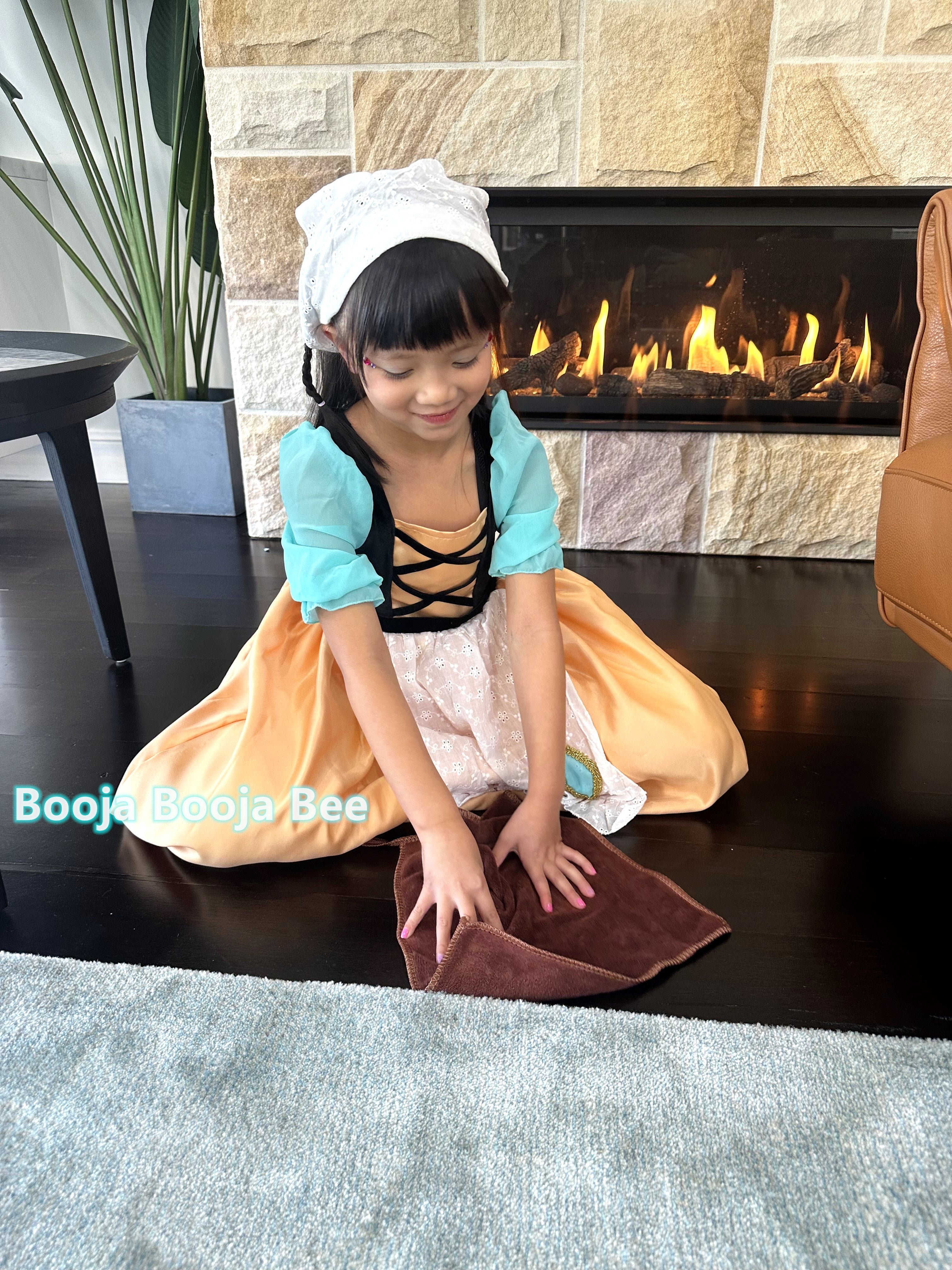 Cinderella maid inspired girls costume, Princess cleaning apron dress