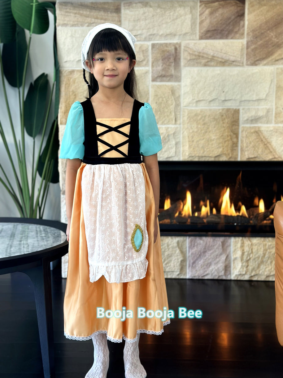 Cinderella maid inspired girls costume, Princess cleaning apron dress