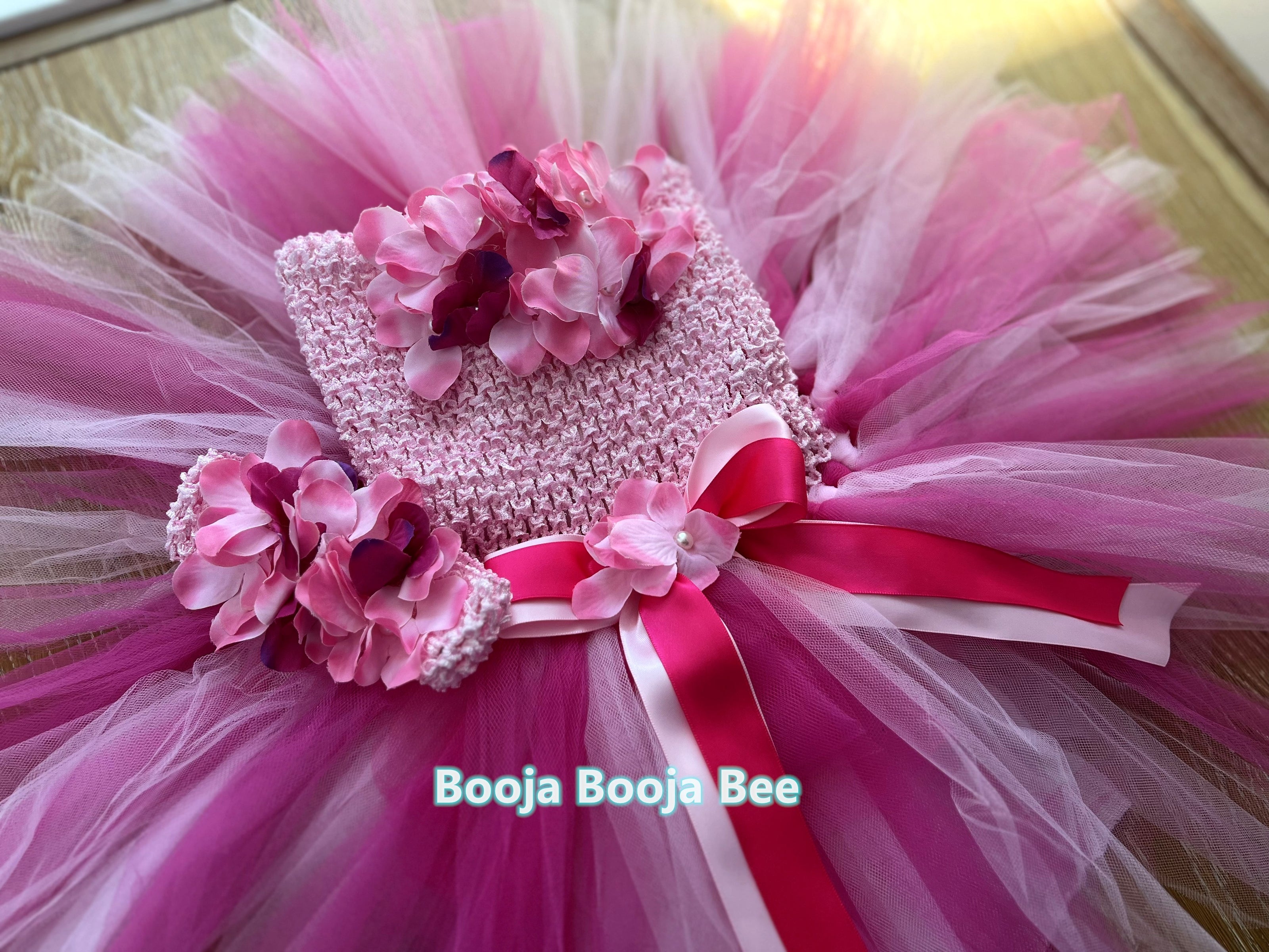 Baby 1st birthday dress, Toddler girls pink flower princess tutu