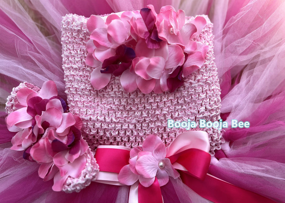 Baby 1st birthday dress, Toddler girls pink flower princess tutu