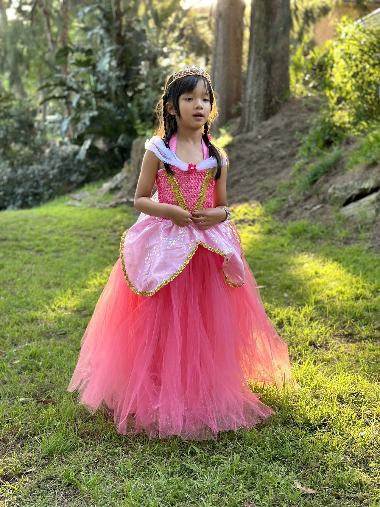 Aurora Pink Sleeping Beauty Princess tutu dress, Girls Pink party themed wear, Pageant dress, Movie cosplay dress