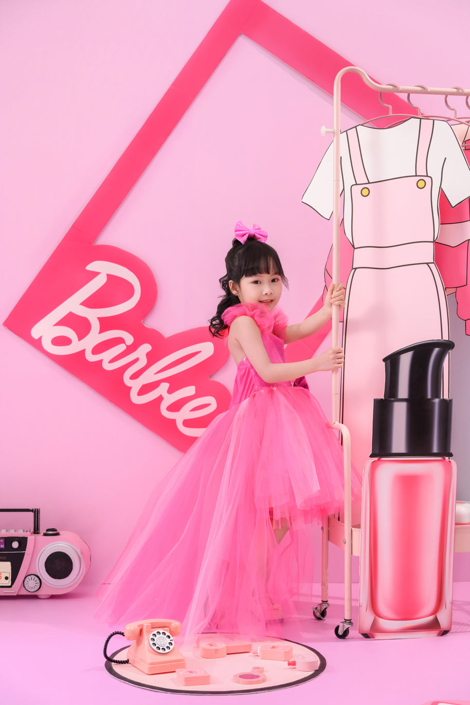 Barbie Aurora hot pink party tutu dress, girls birthday themed dress