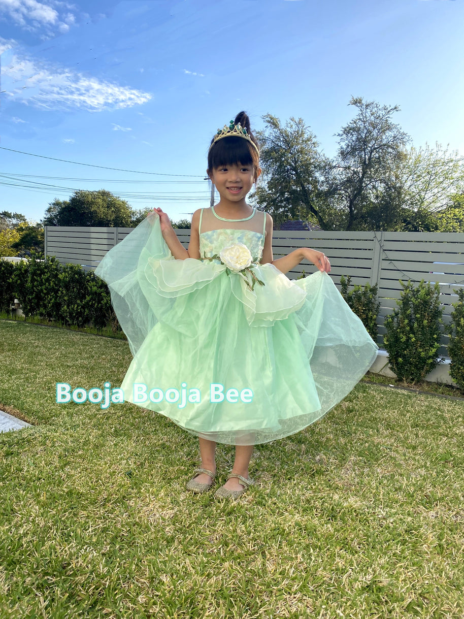 Princess Tiana costume sleeveless costume dress, The Frog movie cosplay