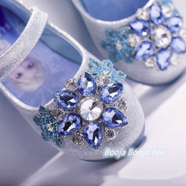 Frozen Elsa Snowflakes silver gemstones girls shoes, Princess birthday shoes