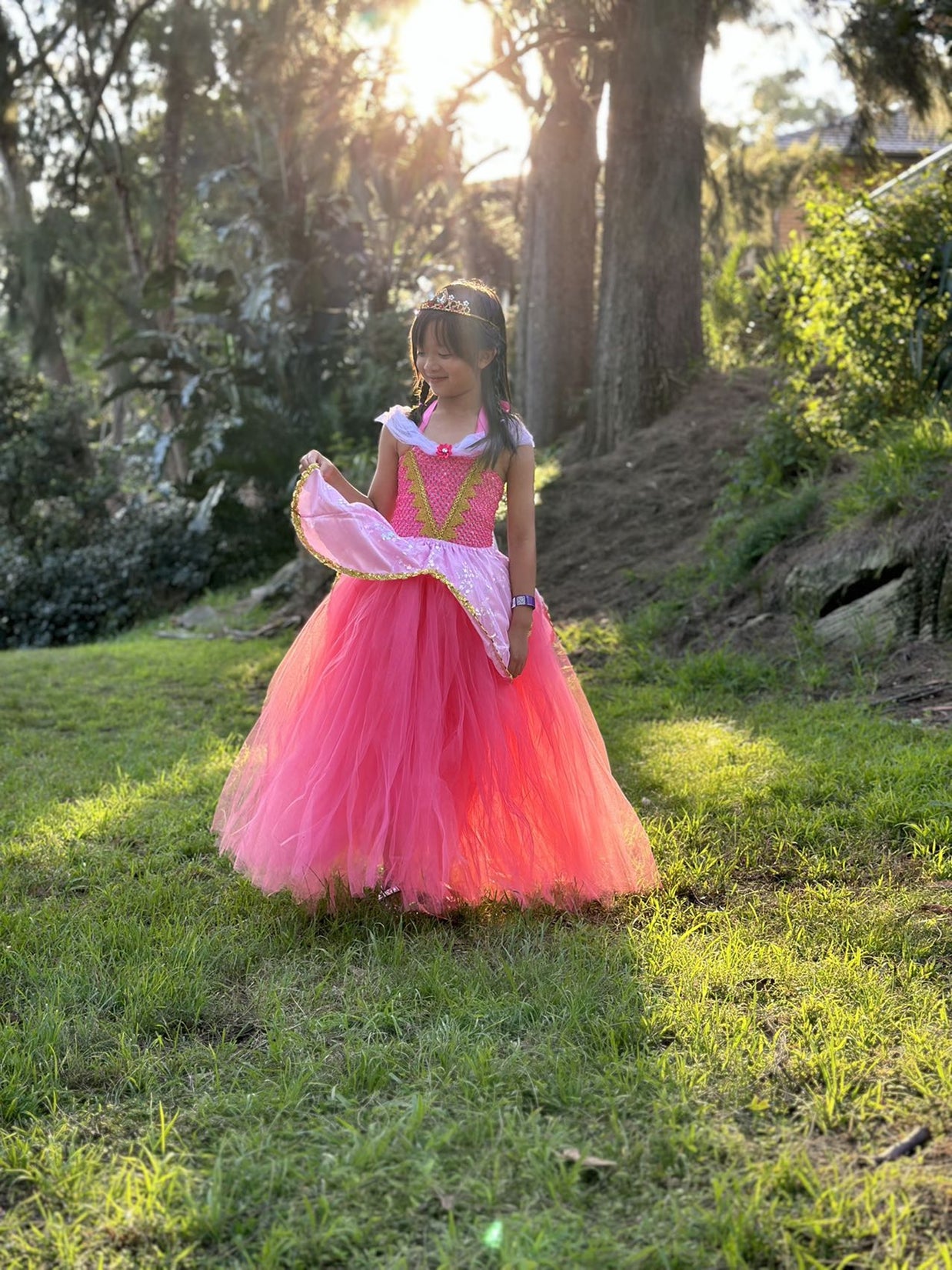 Aurora Pink Sleeping Beauty Princess tutu dress, Girls Pink party themed wear, Pageant dress, Movie cosplay dress