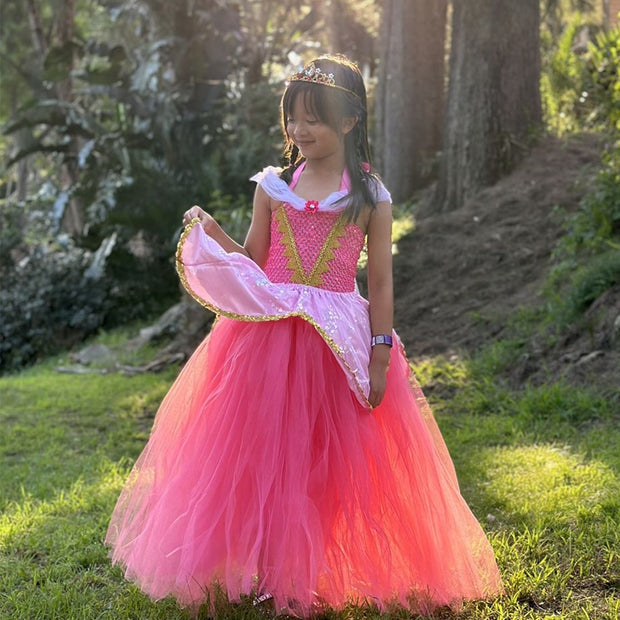 Aurora Pink Sleeping Beauty Princess tutu dress, Girls Pink party themed wear, Pageant dress, Movie cosplay dress