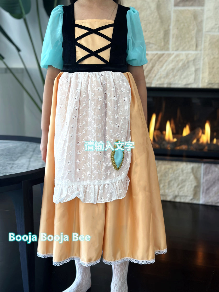 Cinderella maid inspired girls costume, Princess cleaning apron dress