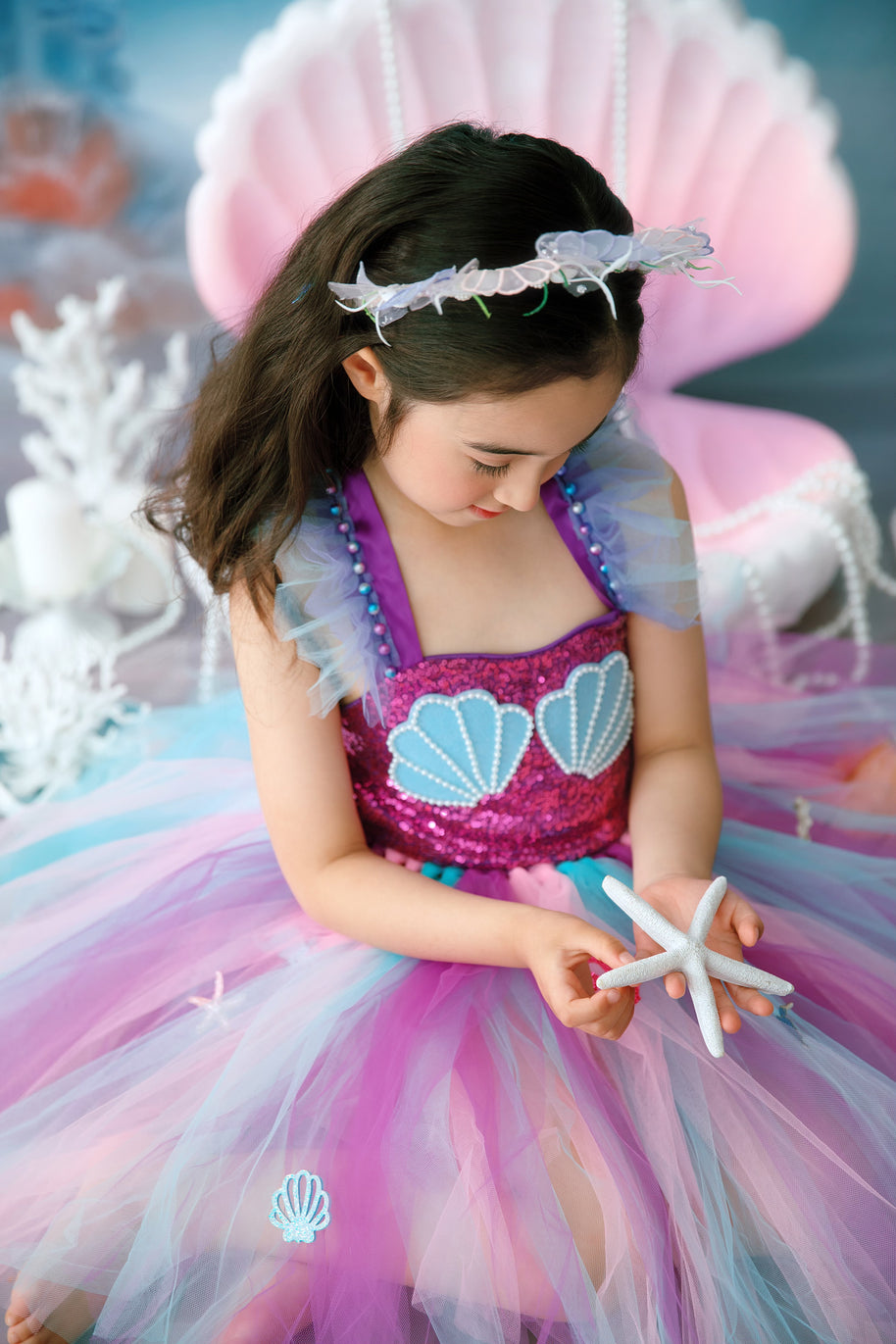 Purple Mermaid tutu birthday dress I Under the sea Princess party costume I Fairy Tulle dress