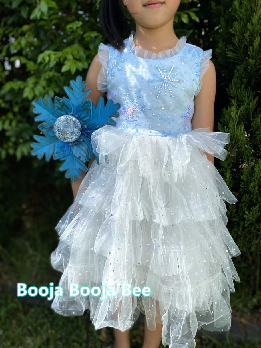 Frozen Elsa ruffles and sequins sleeveless dress, Toddlers Disney themed party outfits