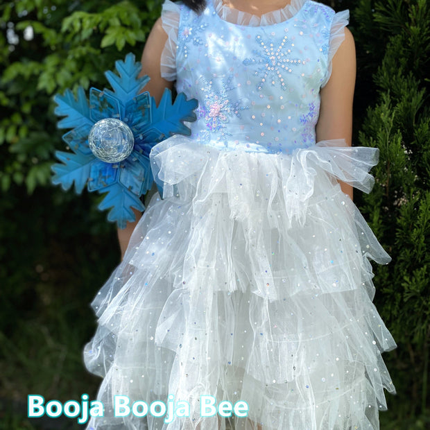 Frozen Elsa ruffles and sequins sleeveless dress, Toddlers Disney themed party outfits