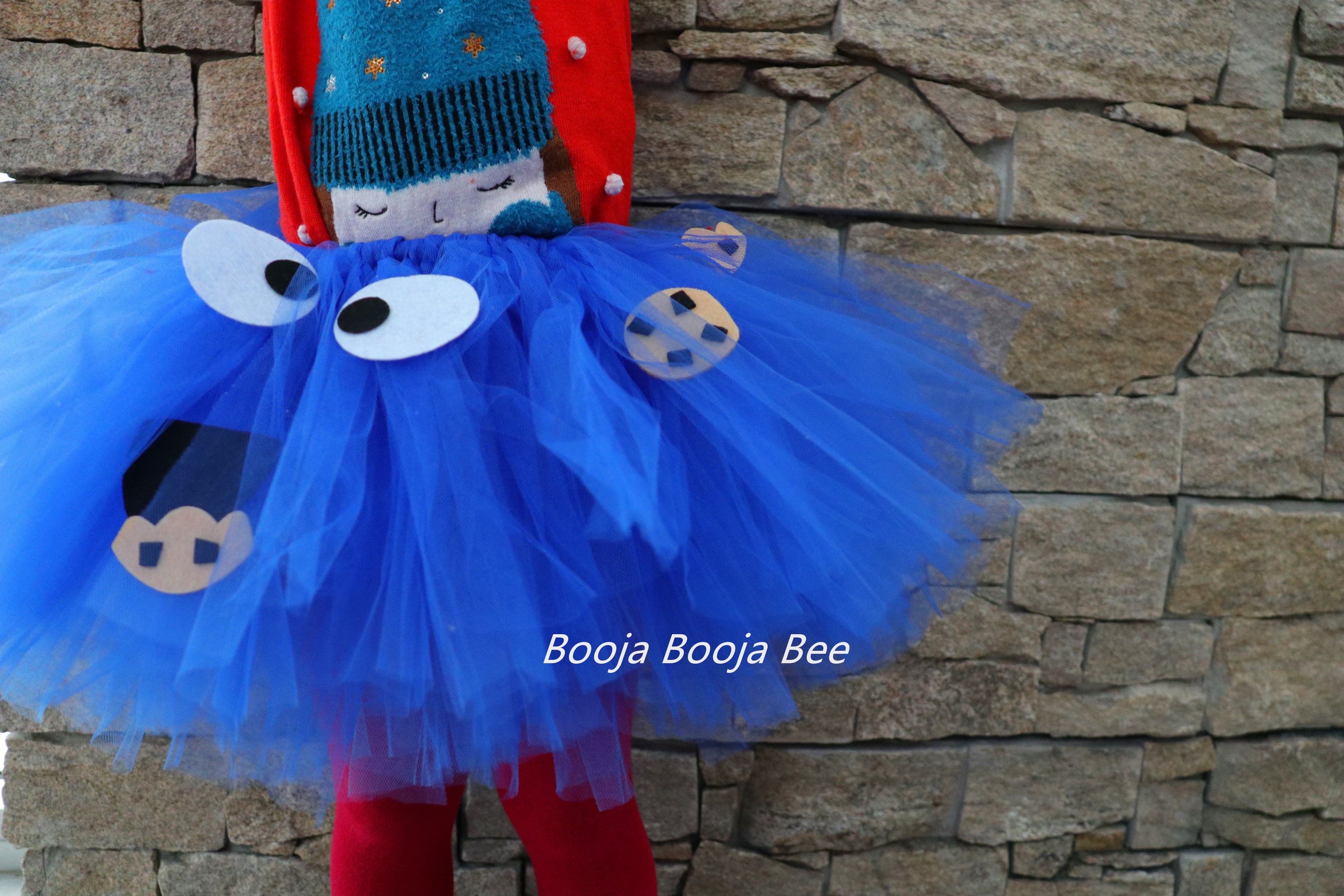 Cookie Monster blue fluffy tutu skirt, Sesame Street themed party, 1st baby girl birthday wear, Aged 1-2 cute outfits