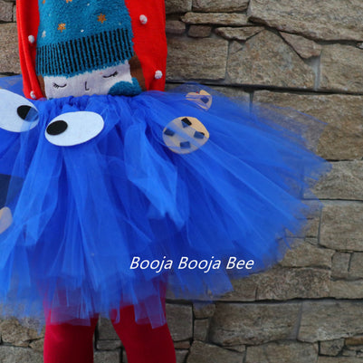 Cookie Monster blue fluffy tutu skirt, Sesame Street themed party, 1st baby girl birthday wear, Aged 1-2 cute outfits