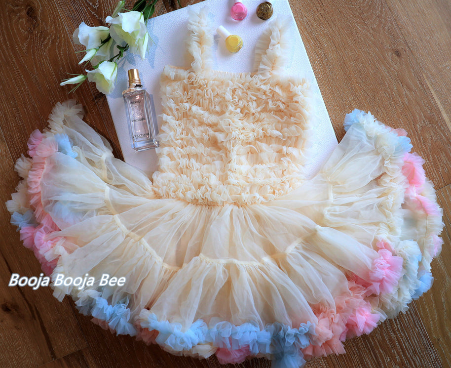 Baby Girl 1st Rainbow tutu Dress, Girls Birthday Party Dress