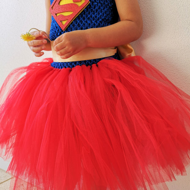 Girls Supergirl Costume Tutu Dress, Superhero themed Birthday Party Outfit