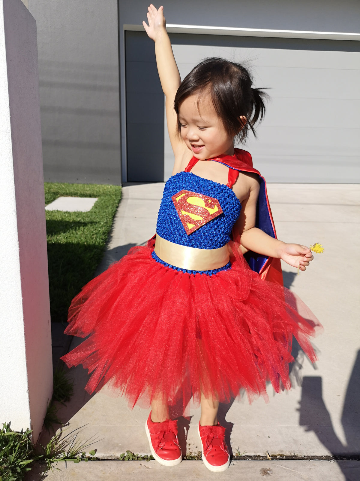 Girls Supergirl Costume Tutu Dress, Superhero themed Birthday Party Outfit