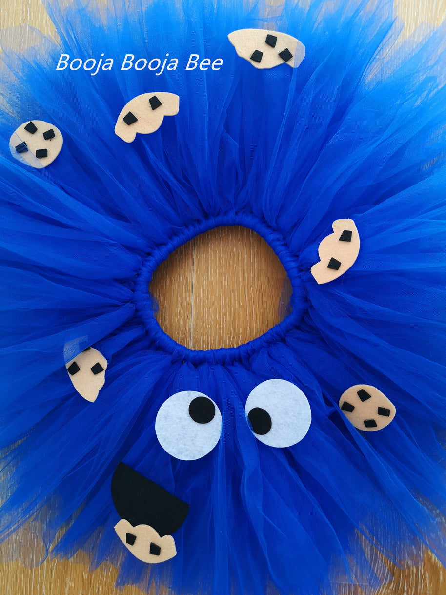 Cookie Monster blue fluffy tutu skirt, Sesame Street themed party, 1st baby girl birthday wear, Aged 1-2 cute outfits