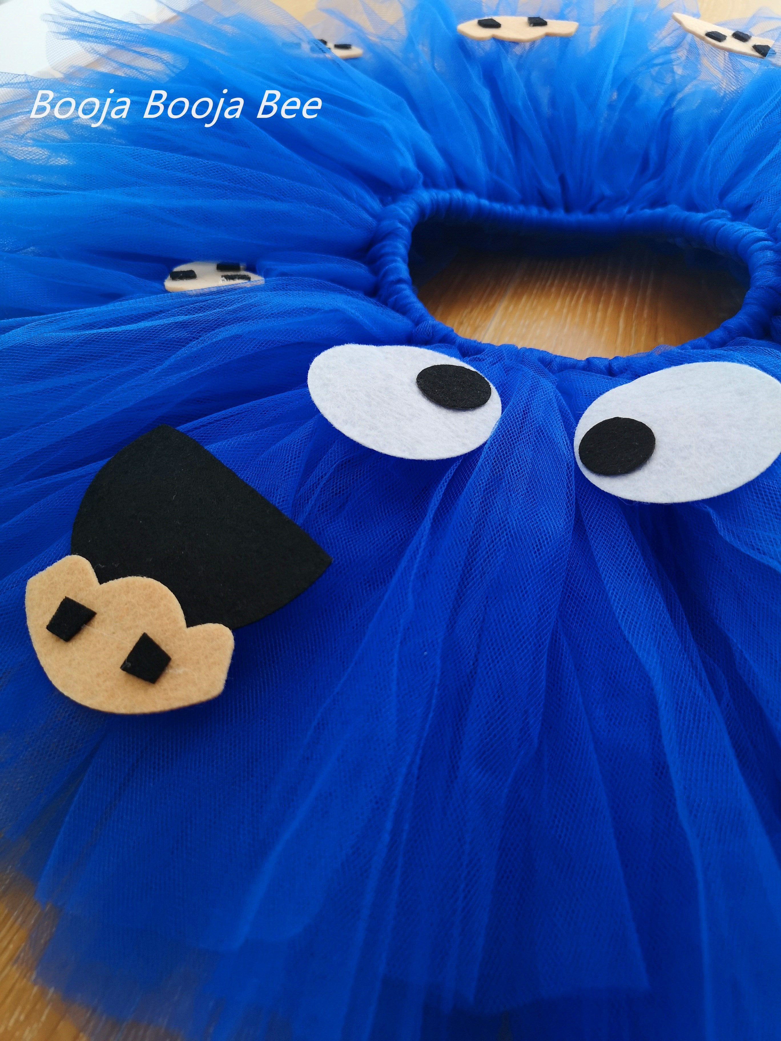 Cookie Monster blue fluffy tutu skirt, Sesame Street themed party, 1st baby girl birthday wear, Aged 1-2 cute outfits