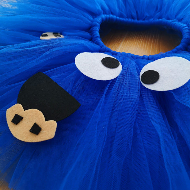 Cookie Monster blue fluffy tutu skirt, Sesame Street themed party, 1st baby girl birthday wear, Aged 1-2 cute outfits