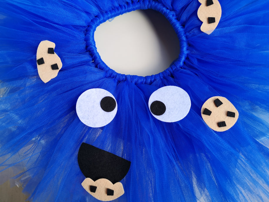 Cookie Monster blue fluffy tutu skirt, Sesame Street themed party, 1st baby girl birthday wear, Aged 1-2 cute outfits