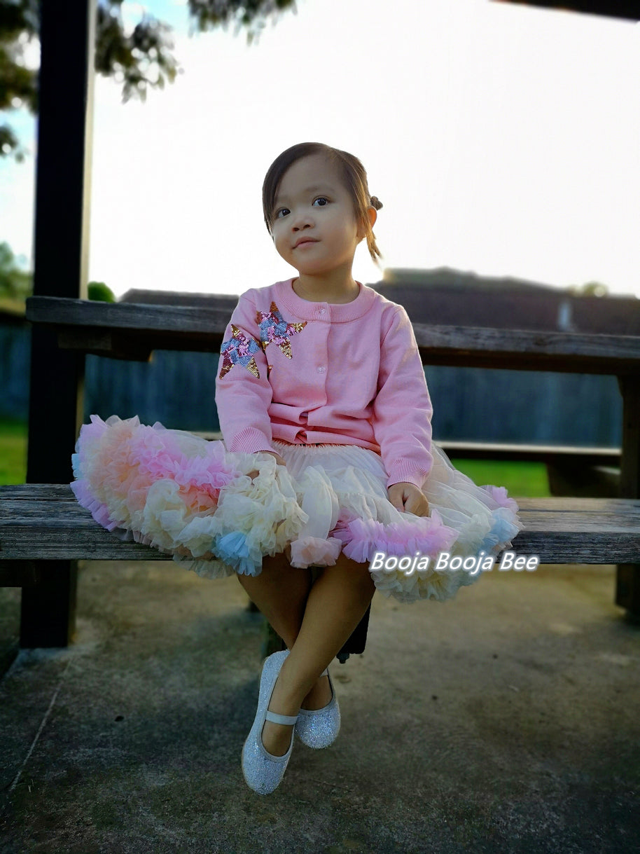 Baby girl 1st Rainbow tutu skirt, Toddler Playful Pastel skirt