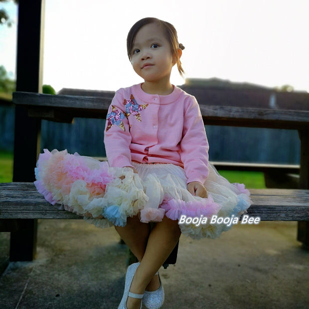 Baby girl 1st Rainbow tutu skirt, Toddler Playful Pastel skirt