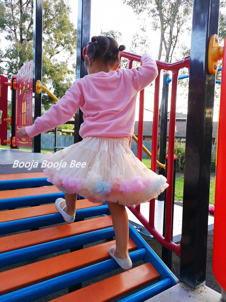 Baby girl 1st Rainbow tutu skirt, Toddler Playful Pastel skirt