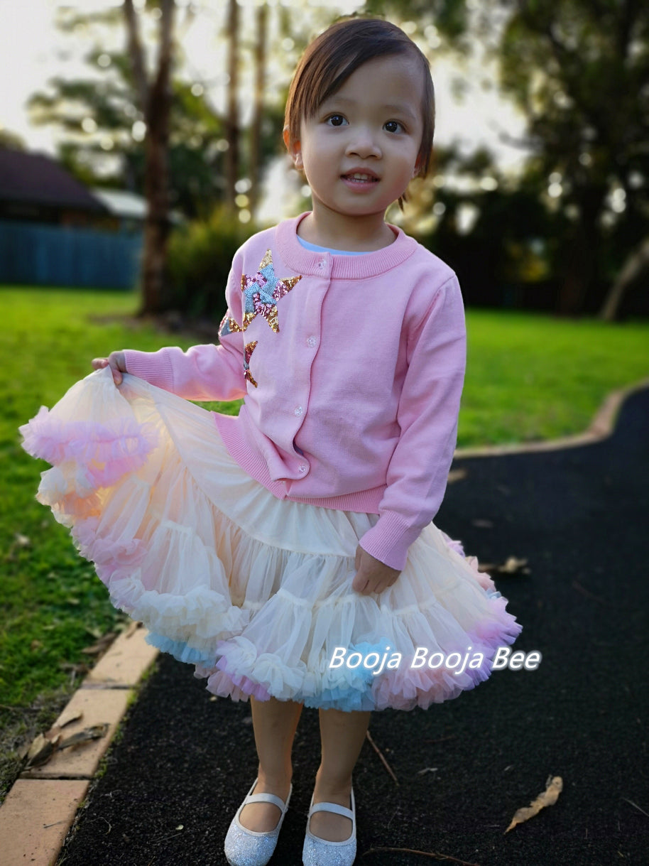 Baby girl 1st Rainbow tutu skirt, Toddler Playful Pastel skirt