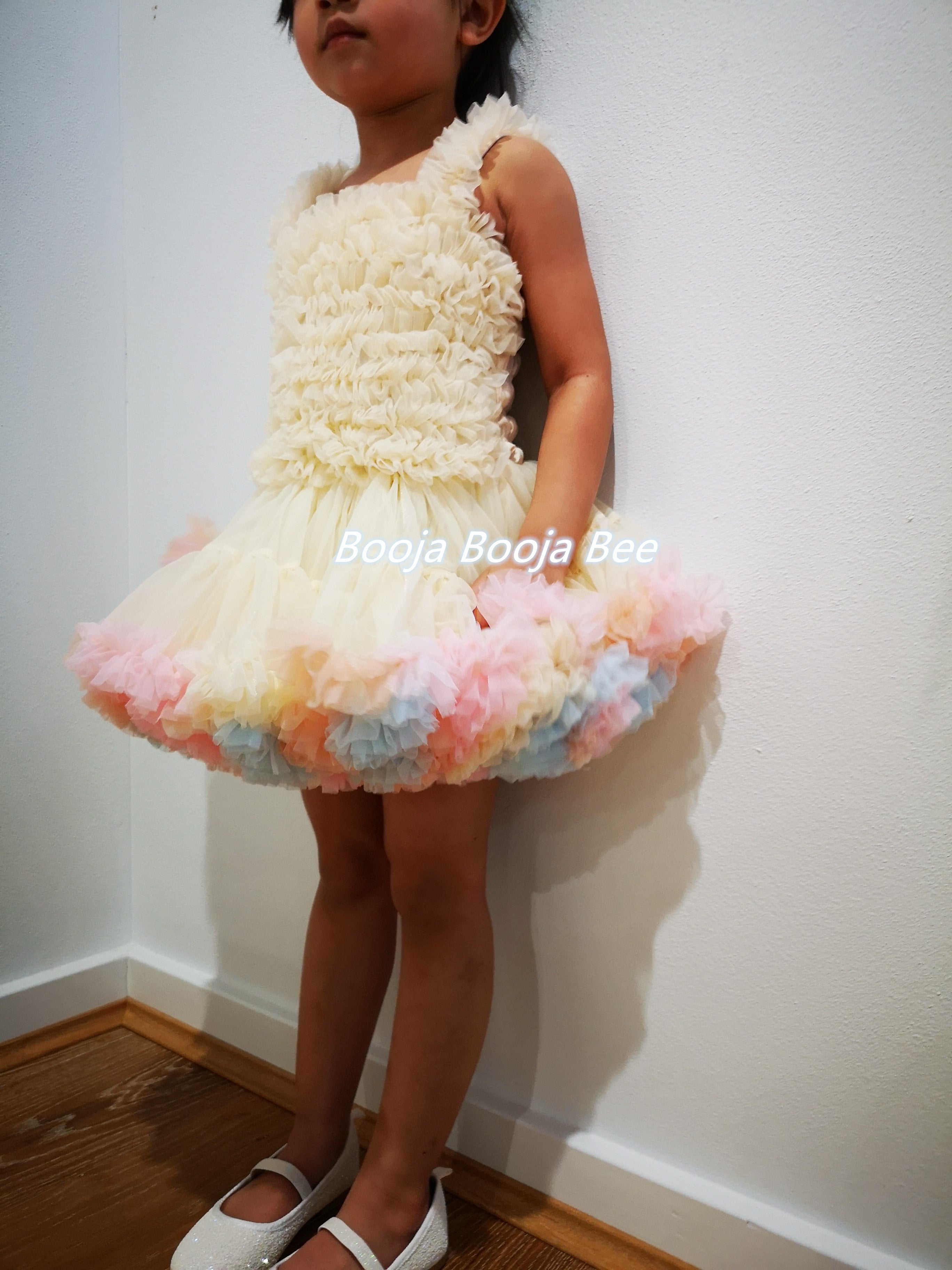 Baby Girl 1st Rainbow tutu Dress, Girls Birthday Party Dress