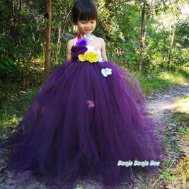 Purple 3D Floral Tutu Dress for Girls – Fairy Princess Birthday Dress