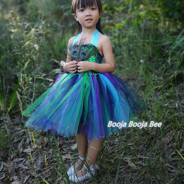 Luxury Girl sequins Peacock tutu dress, Animal party girls costume sets