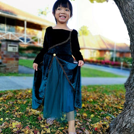 Frozen Queen Anna coronation long sleeves dress, Girls toddler birthday winter costume cape set