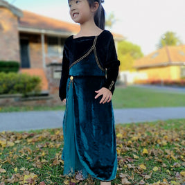 Frozen Queen Anna coronation long sleeves dress, Girls toddler birthday winter costume cape set