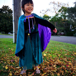 Frozen Queen Anna coronation long sleeves dress, Girls toddler birthday winter costume cape set