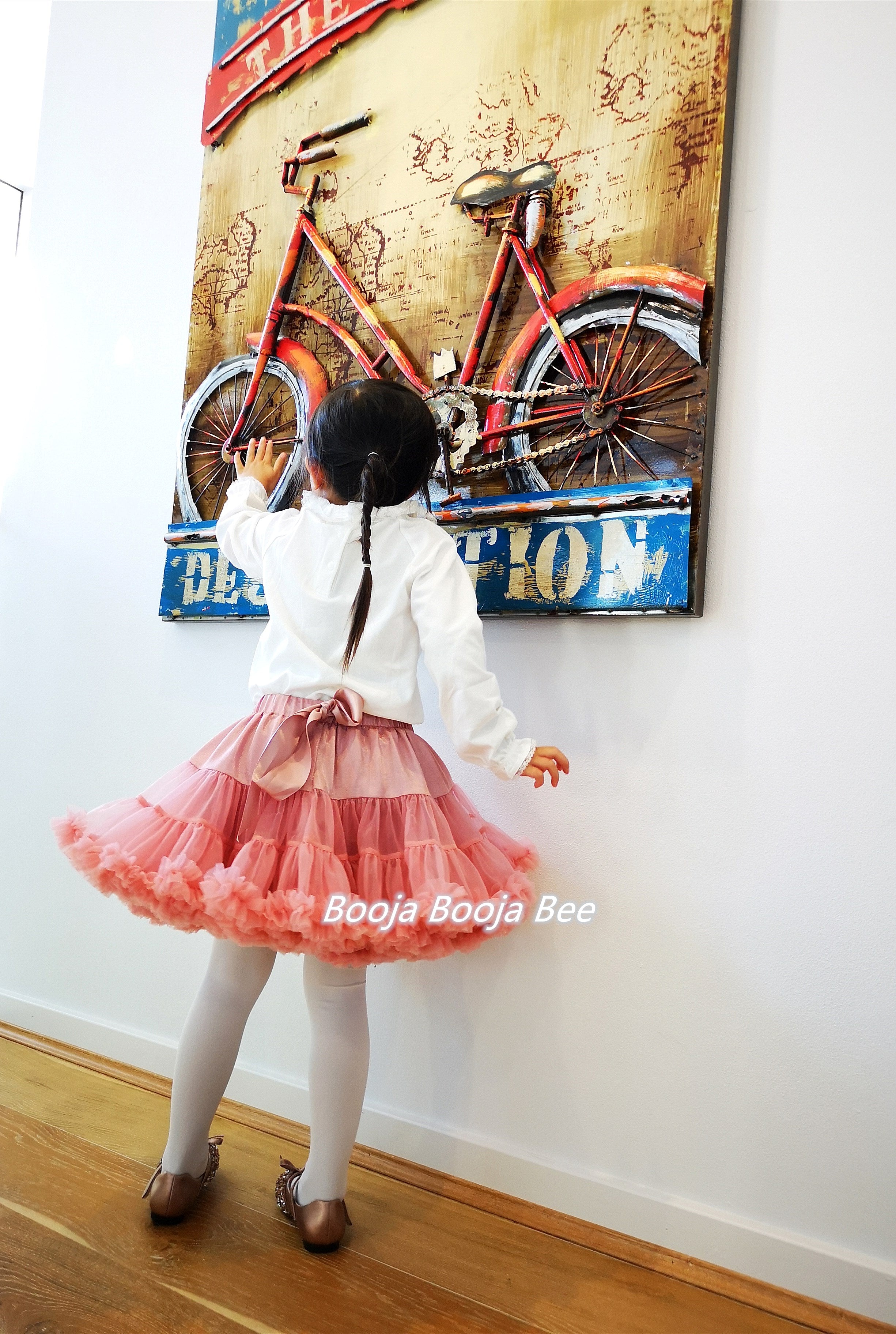 Minimalist party playful outfits, Dusty pink fluffy baby 1st tutu skirt