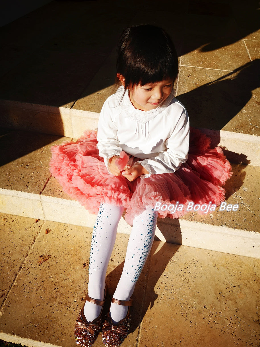 Minimalist party playful outfits, Dusty pink fluffy baby 1st tutu skirt