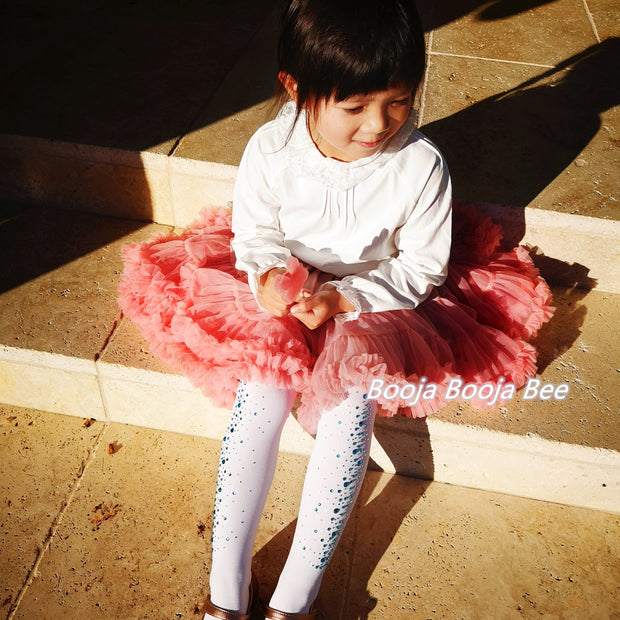 Minimalist party playful outfits, Dusty pink fluffy baby 1st tutu skirt