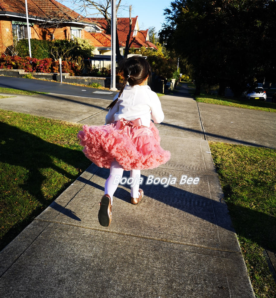Minimalist party playful outfits, Dusty pink fluffy baby 1st tutu skirt